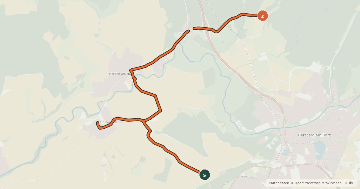 Kartenübersicht der Radroute Radroutennetz Landkreis GÖ V114