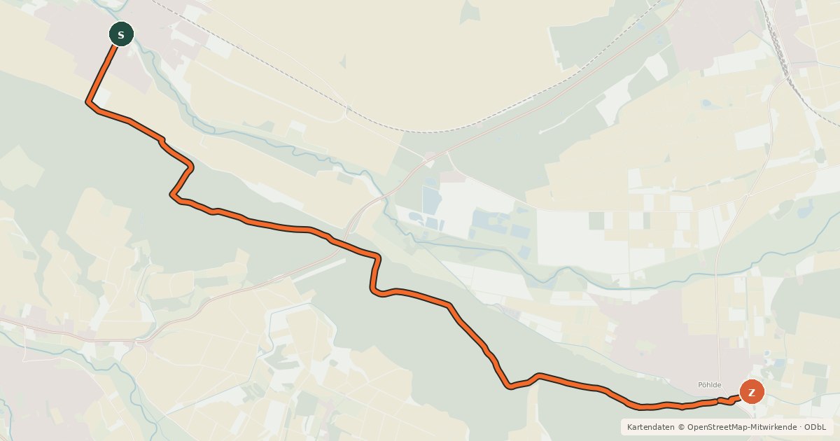 Kartenübersicht der Radroute Radroutennetz Landkreis GÖ V117