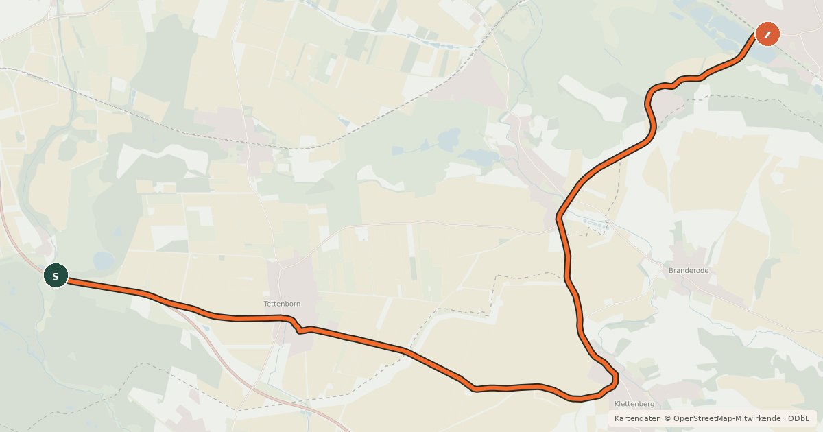 Kartenübersicht der Radroute Radroutennetz Landkreis GÖ V131