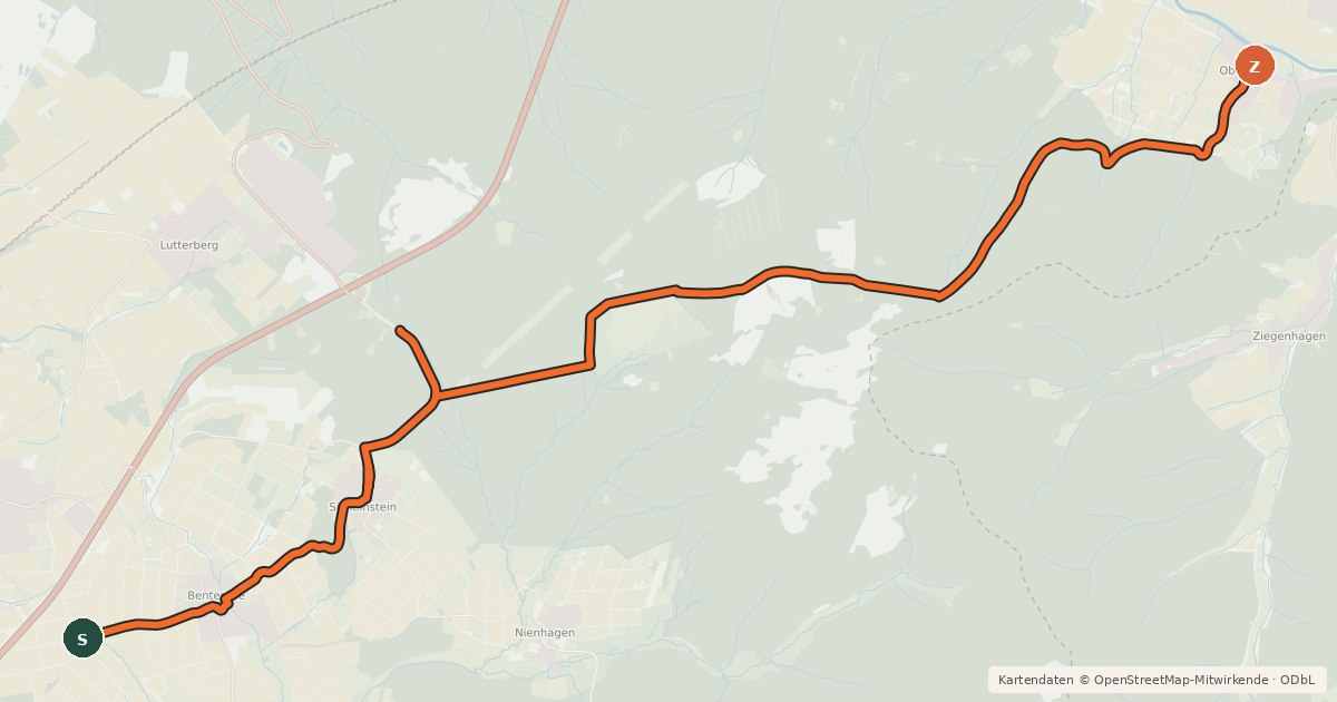 Kartenübersicht der Radroute Radroutennetz Landkreis GÖ V22