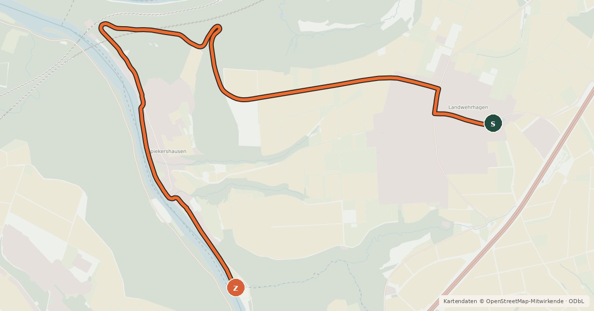 Kartenübersicht der Radroute Radroutennetz Landkreis GÖ V23