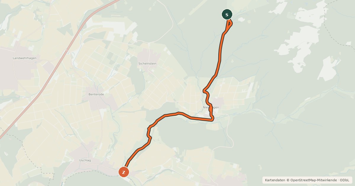 Kartenübersicht der Radroute Radroutennetz Landkreis GÖ V24