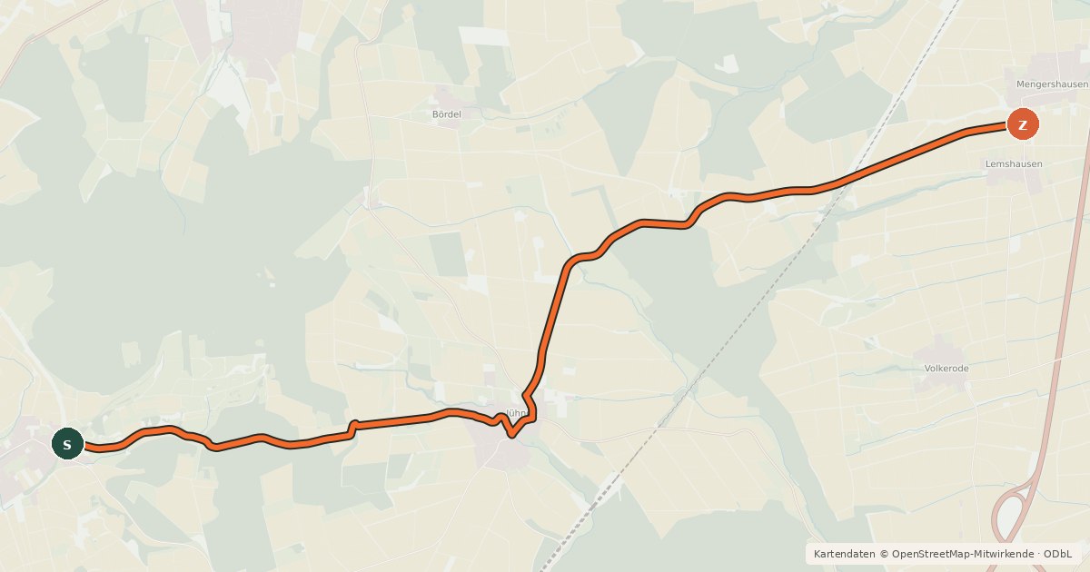 Kartenübersicht der Radroute Radroutennetz Landkreis GÖ V32