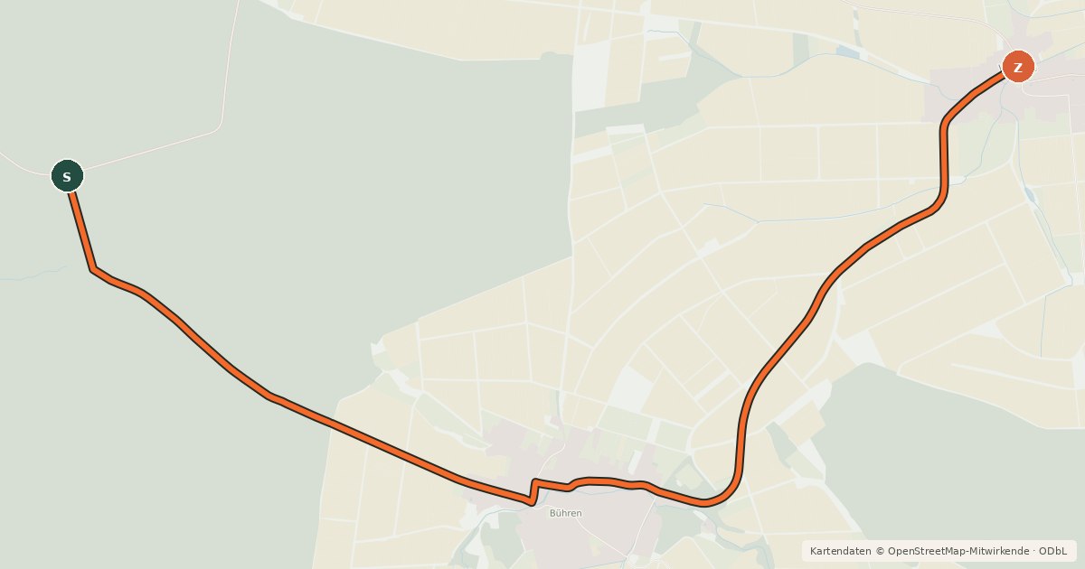 Kartenübersicht der Radroute Radroutennetz Landkreis GÖ V37