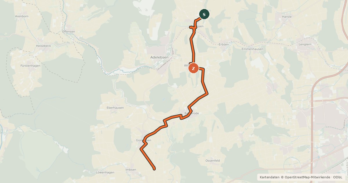 Kartenübersicht der Radroute Radroutennetz Landkreis GÖ V4