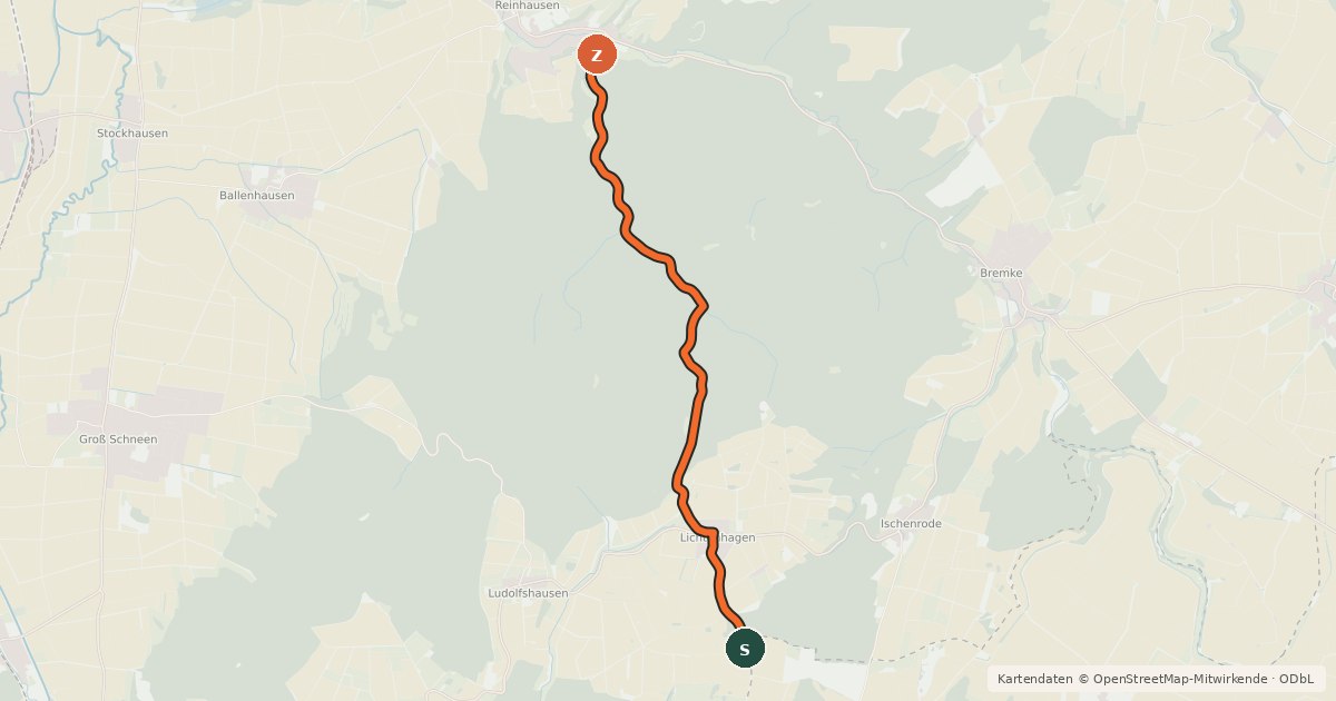 Kartenübersicht der Radroute Radroutennetz Landkreis GÖ V44