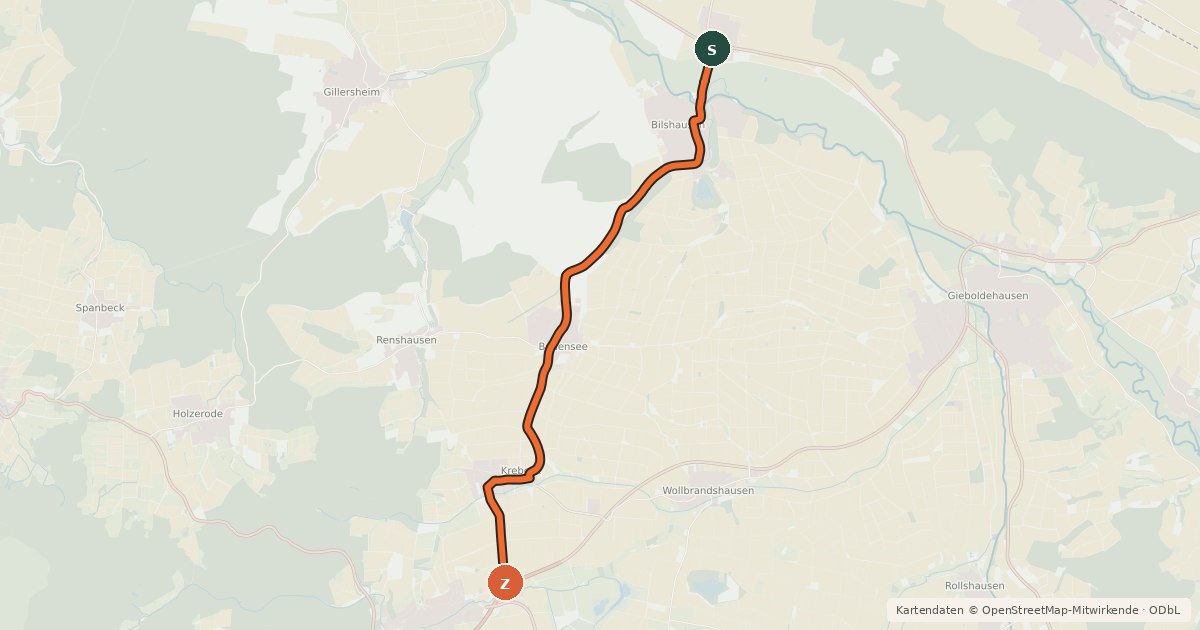 Kartenübersicht der Radroute Radroutennetz Landkreis GÖ V54