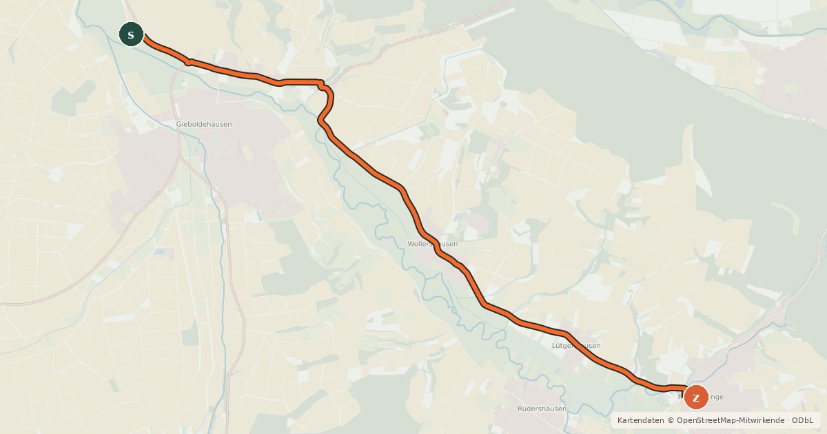 Kartenübersicht der Radroute Radroutennetz Landkreis GÖ V79