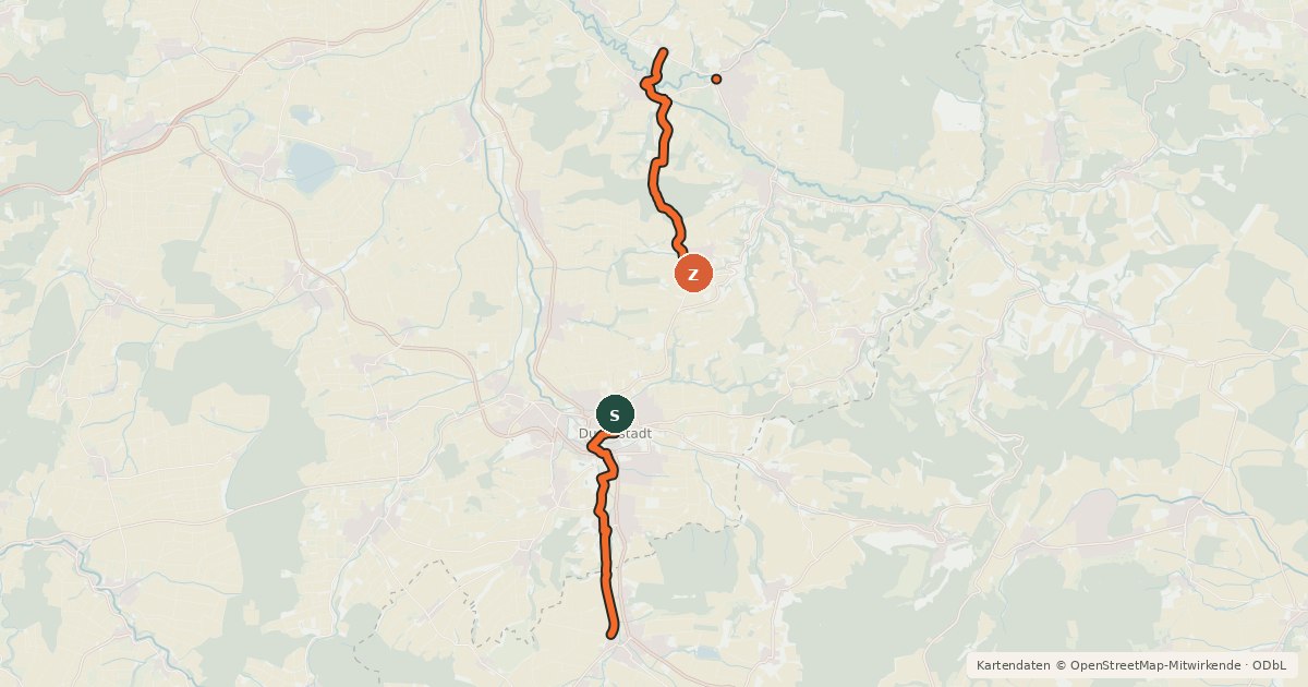 Kartenübersicht der Radroute Radroutennetz Landkreis GÖ V81