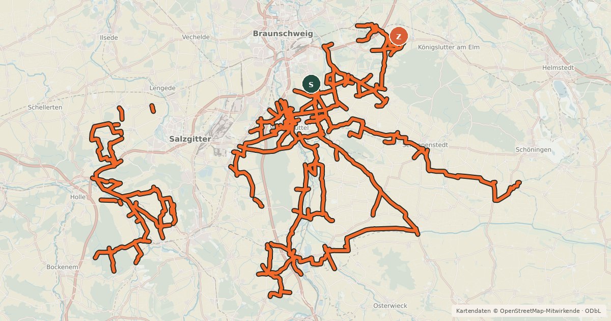 Kartenübersicht der Radroute Radroutennetz Wolfenbüttel