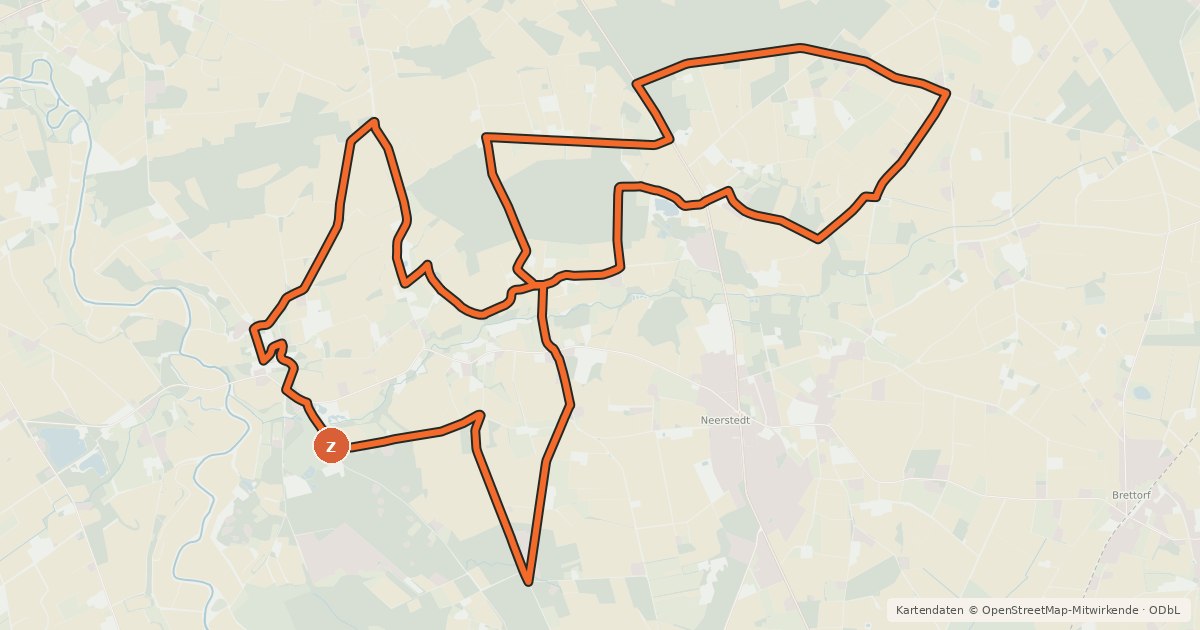 Kartenübersicht der Radroute Radrundwanderweg