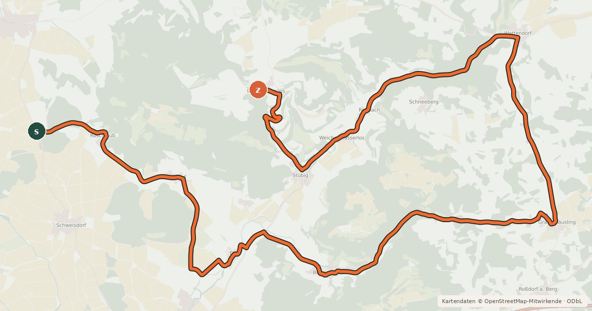 Kartenübersicht der Radroute Radrundwanderweg BA10