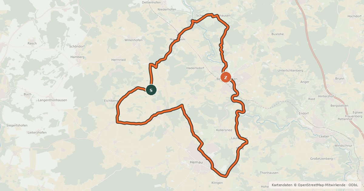Kartenübersicht der Radroute Radrundwanderweg R4 Landkreis Regensburg