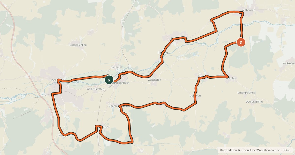 Kartenübersicht der Radroute Radrundwanderweg R6 Landkreis Regensburg