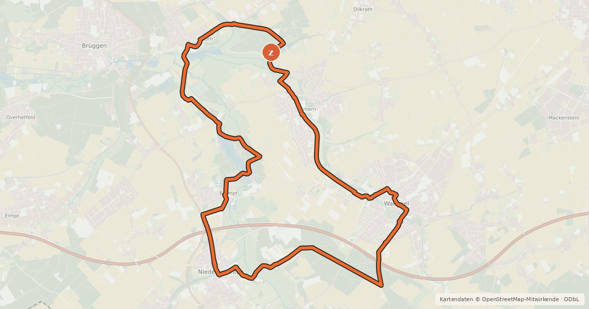 Kartenübersicht der Radroute Radrundwanderweg Schwalmtal