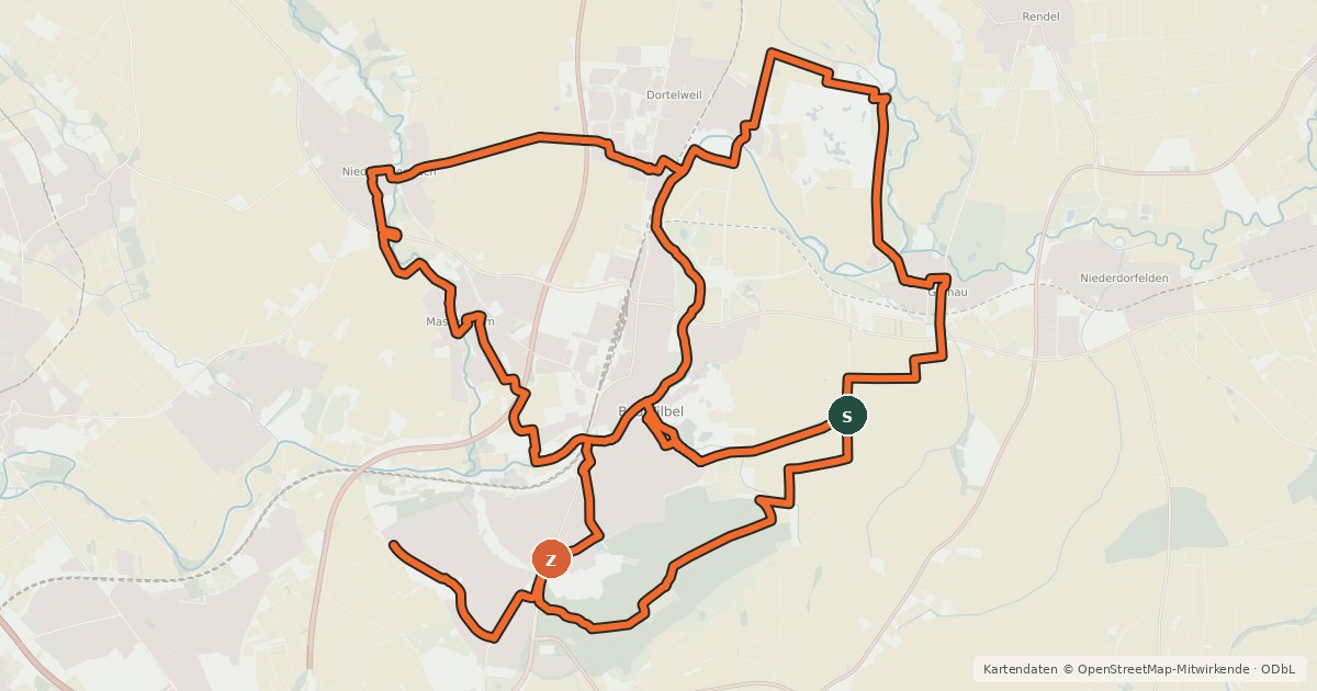 Kartenübersicht der Radroute Radrundweg Bad Vilbel