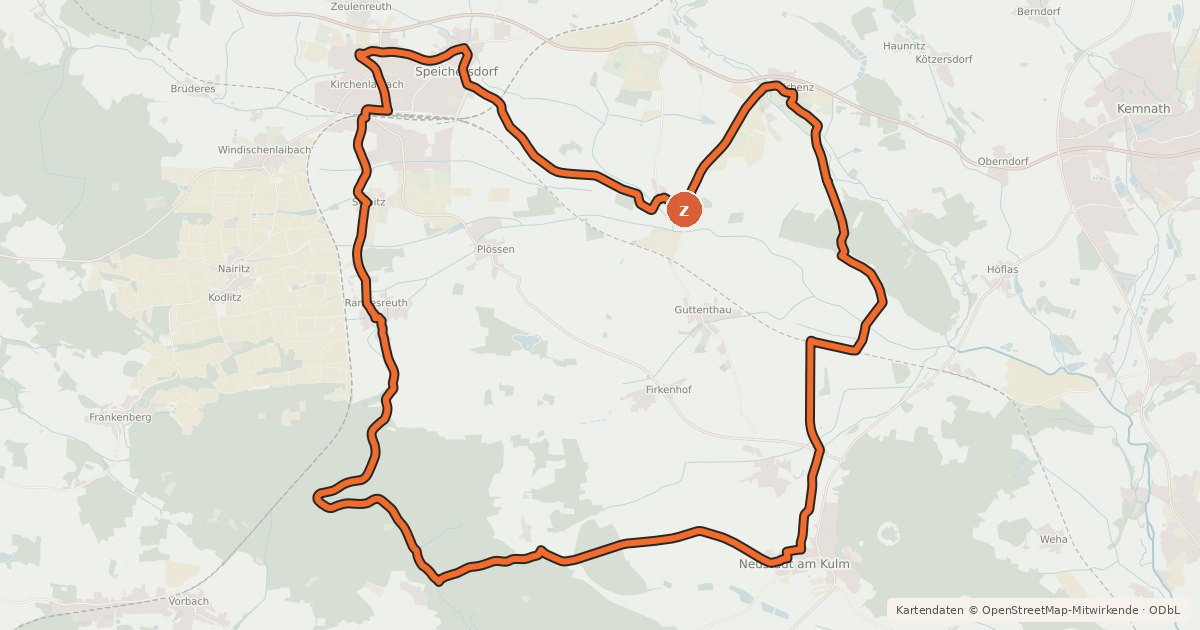 Kartenübersicht der Radroute Radrundweg Bayreuth BT 24
