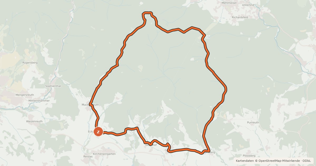Kartenübersicht der Radroute Radrundweg Bayreuth BT 28
