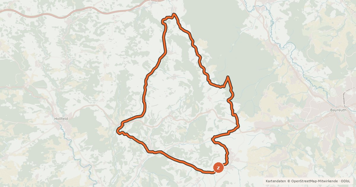 Kartenübersicht der Radroute Radrundweg Bayreuth BT38