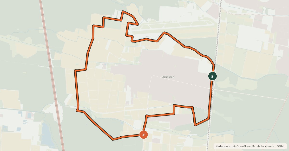 Kartenübersicht der Radroute Radrundweg Erzhausen