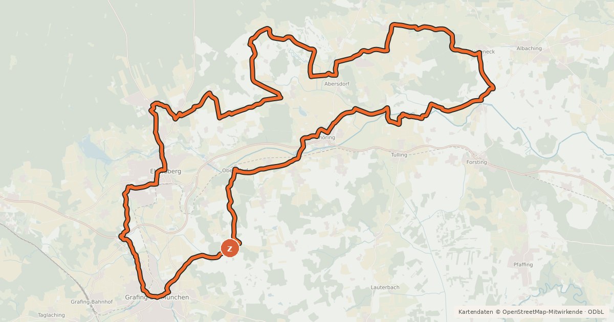 Kartenübersicht der Radroute Radrundweg Grafing - Tour 1