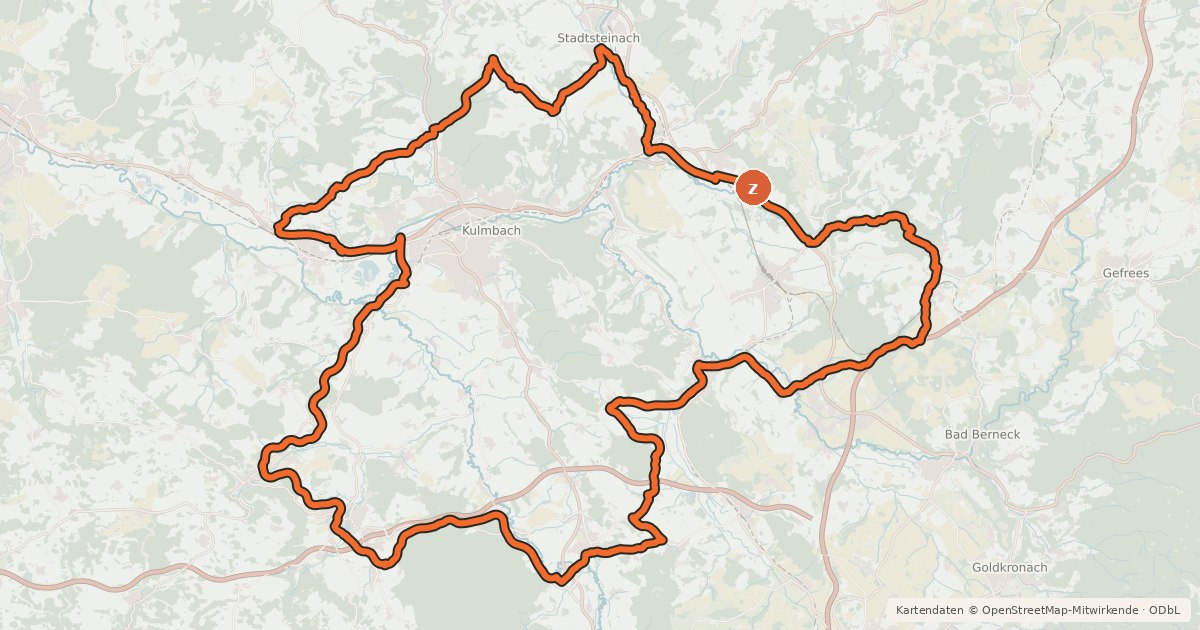 Kartenübersicht der Radroute Radrundweg Kulmbach KU1