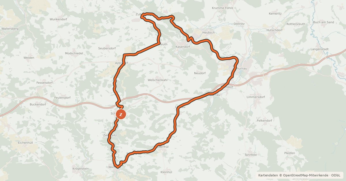 Kartenübersicht der Radroute Radrundweg Kulmbach KU10