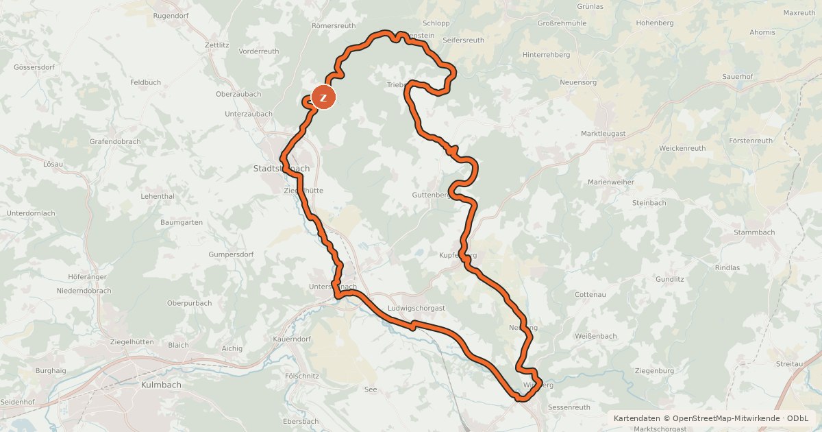 Kartenübersicht der Radroute Radrundweg Kulmbach KU3