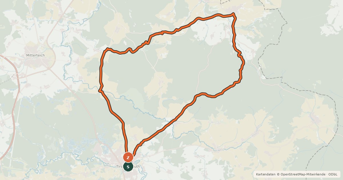 Kartenübersicht der Radroute Radrundweg Lkr. TIR 1
