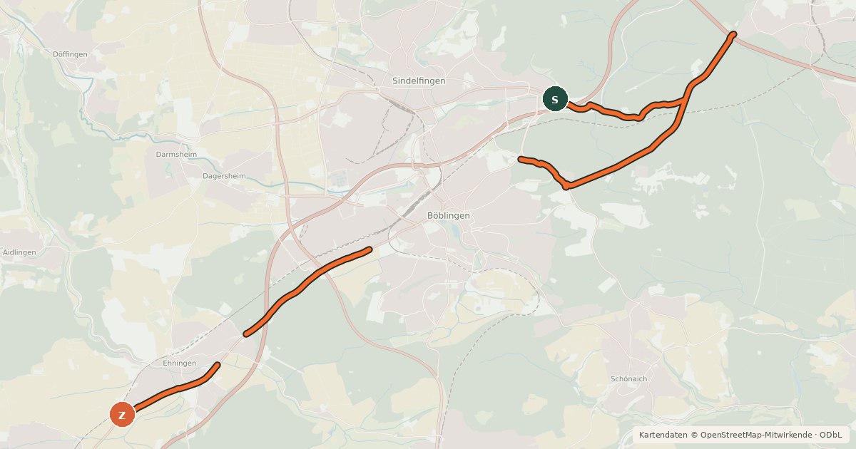 Kartenübersicht der Radroute Radschnellweg 1