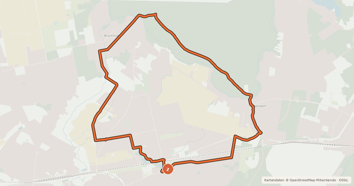 Kartenübersicht der Radroute Radtour 1 Mühlenfließ-Petershagen