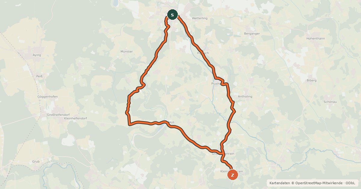 Kartenübersicht der Radroute Radtour 10, LKR Ebersberg