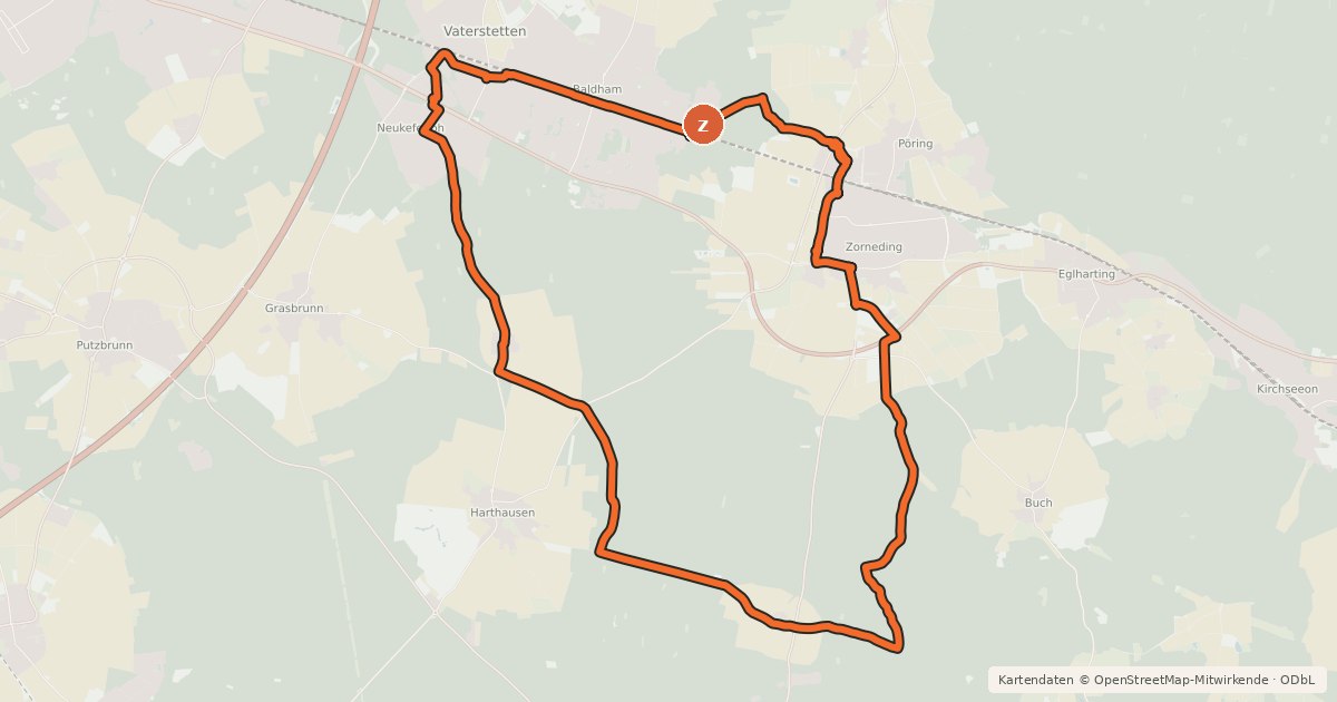 Kartenübersicht der Radroute Radtour 13, LKR Ebersberg