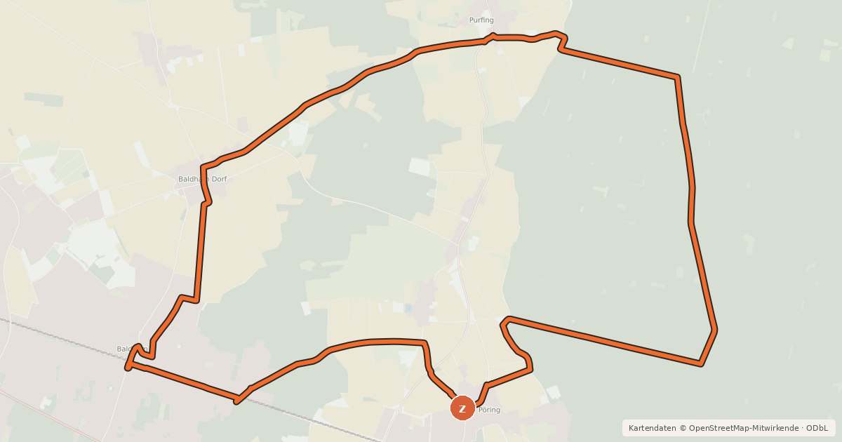 Kartenübersicht der Radroute Radtour 14, LKR Ebersberg