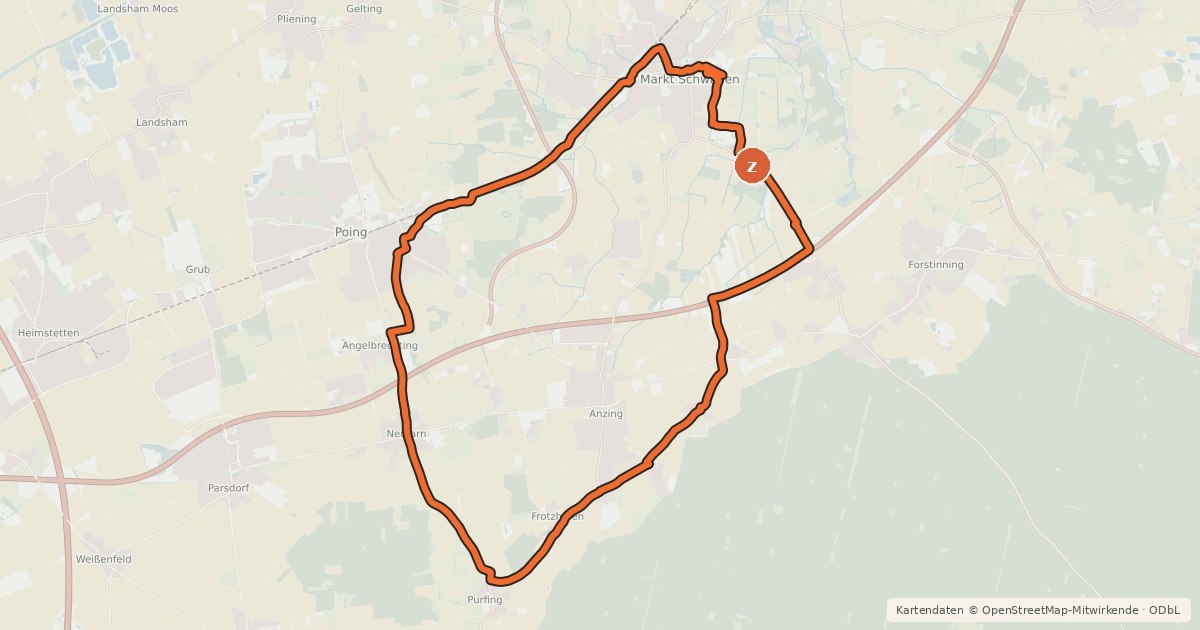 Kartenübersicht der Radroute Radtour 2, LKR Ebersberg