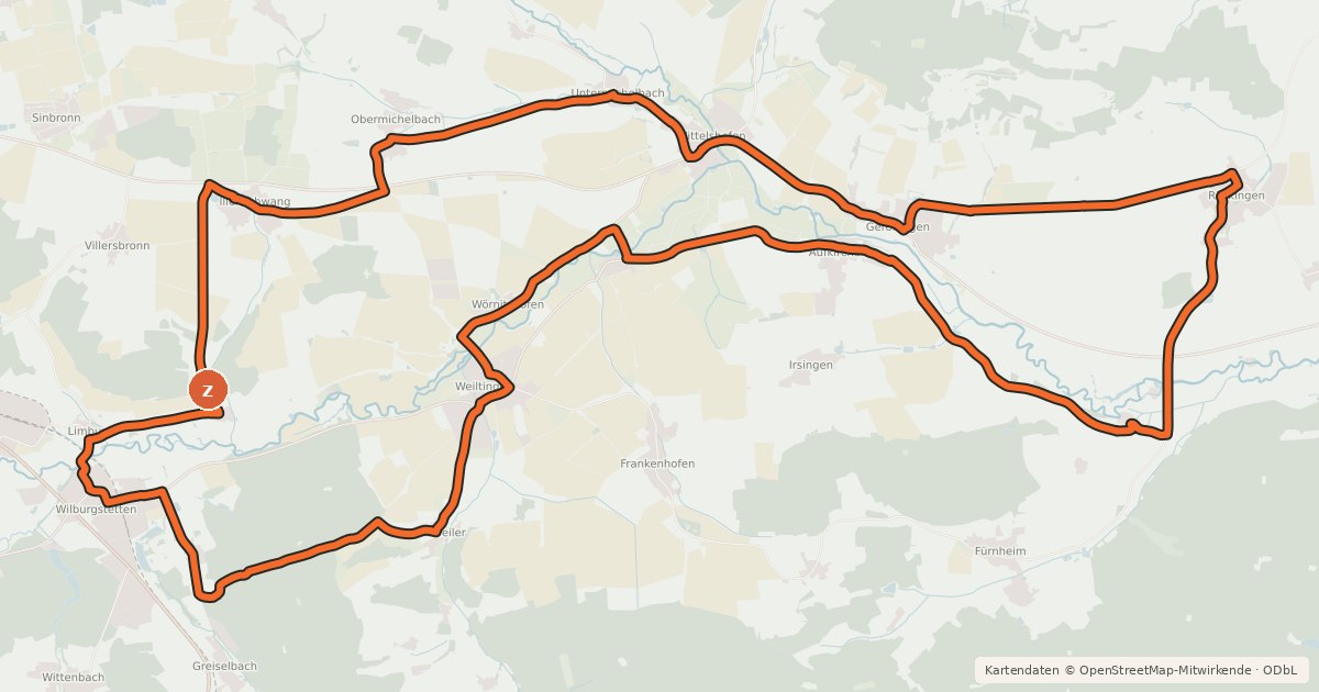 Kartenübersicht der Radroute Radtour 3