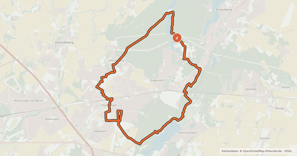 Kartenübersicht der Radroute Radtour 5 Rund um Petershagen - Eggersdorf