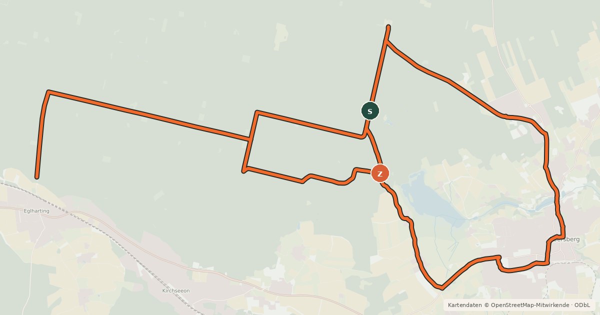Kartenübersicht der Radroute Radtour 8 "im Ebersberger Forst"