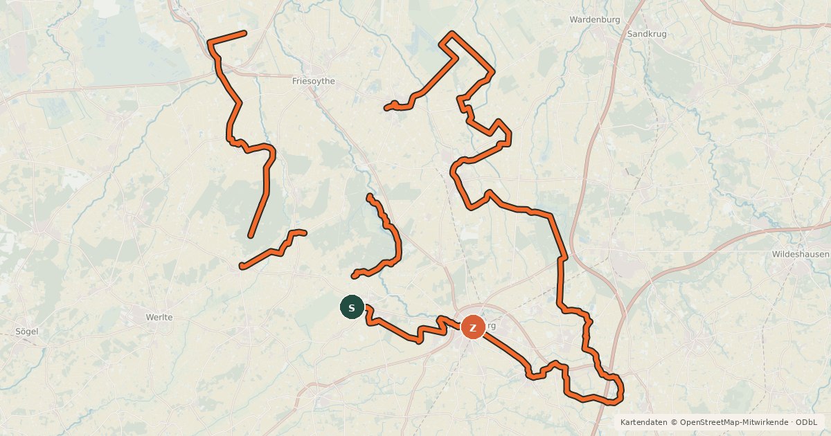 Kartenübersicht der Radroute Radtour durch Geest und Moor