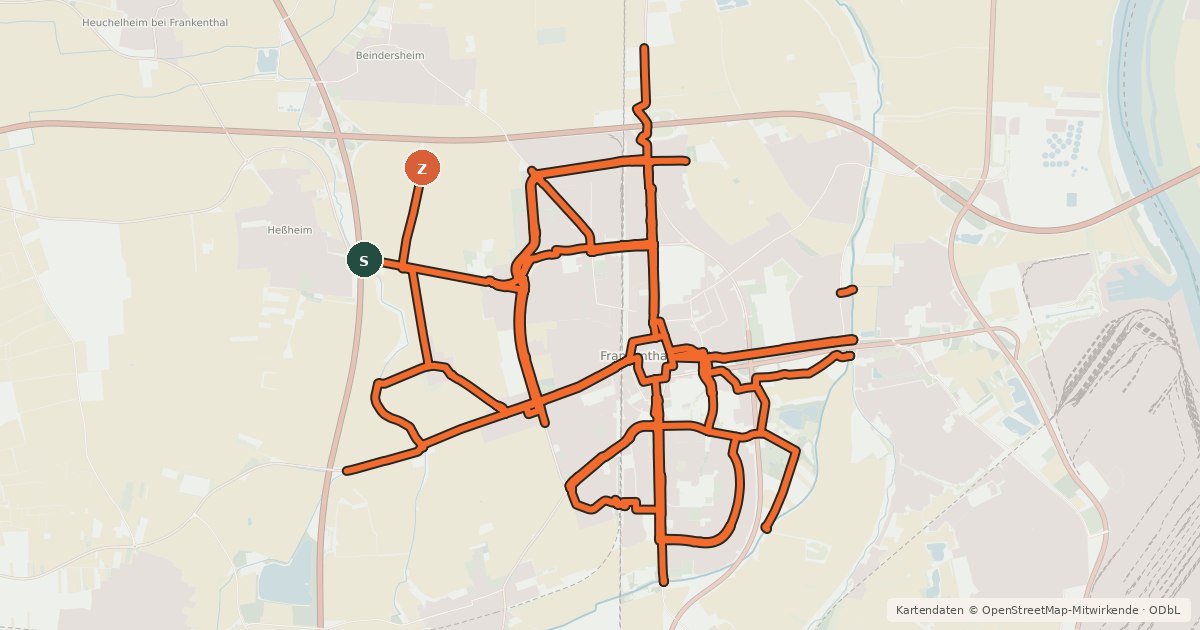 Kartenübersicht der Radroute Radverkehrsnetz FT-Kernstadt