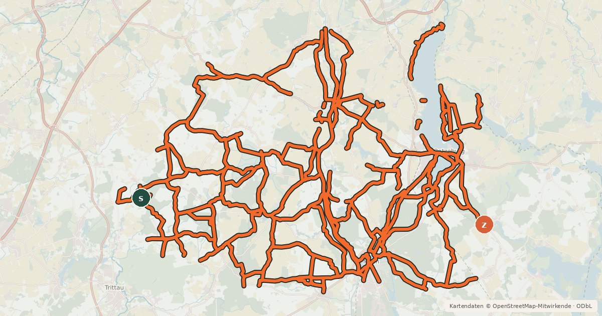 Kartenübersicht der Radroute Radverkehrsnetz Herzogtum Lauenburg Nord
