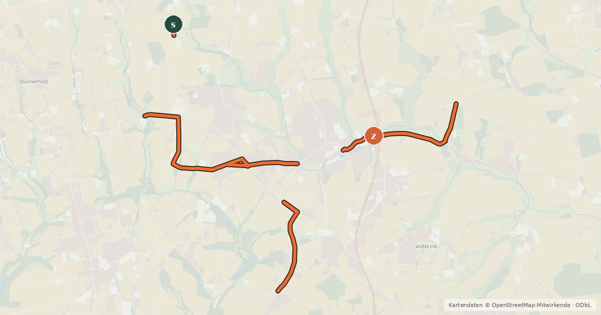 Kartenübersicht der Radroute Radverkehrsnetz Kreis Herford, Kirchlengern