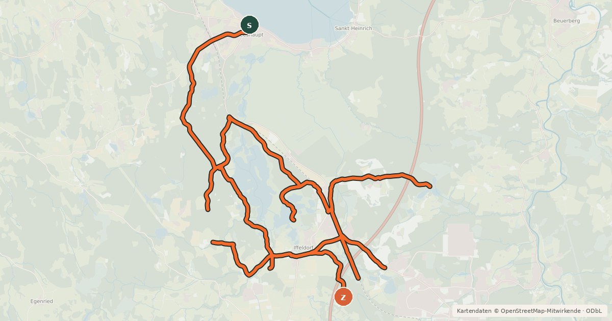 Kartenübersicht der Radroute Radverkehrsnetz Kreis Weilheim-Schongau - Seeshaupt