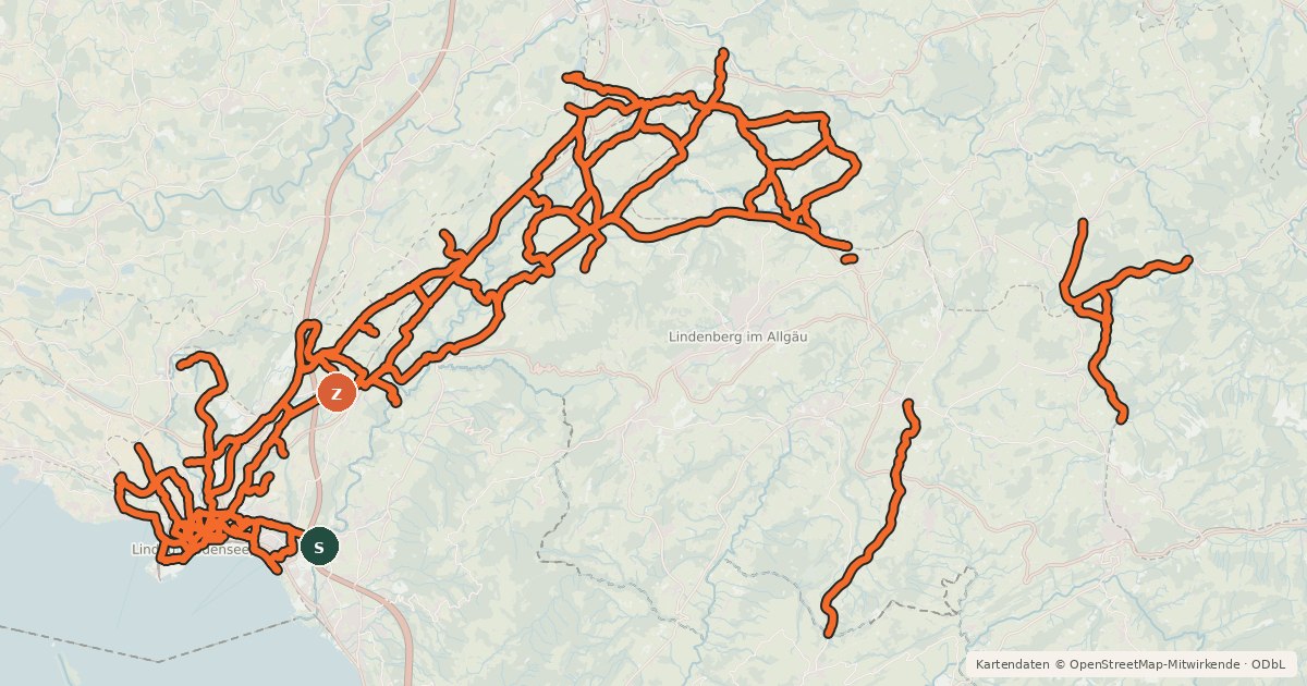 Kartenübersicht der Radroute Radverkehrsnetz Landkreis Lindau