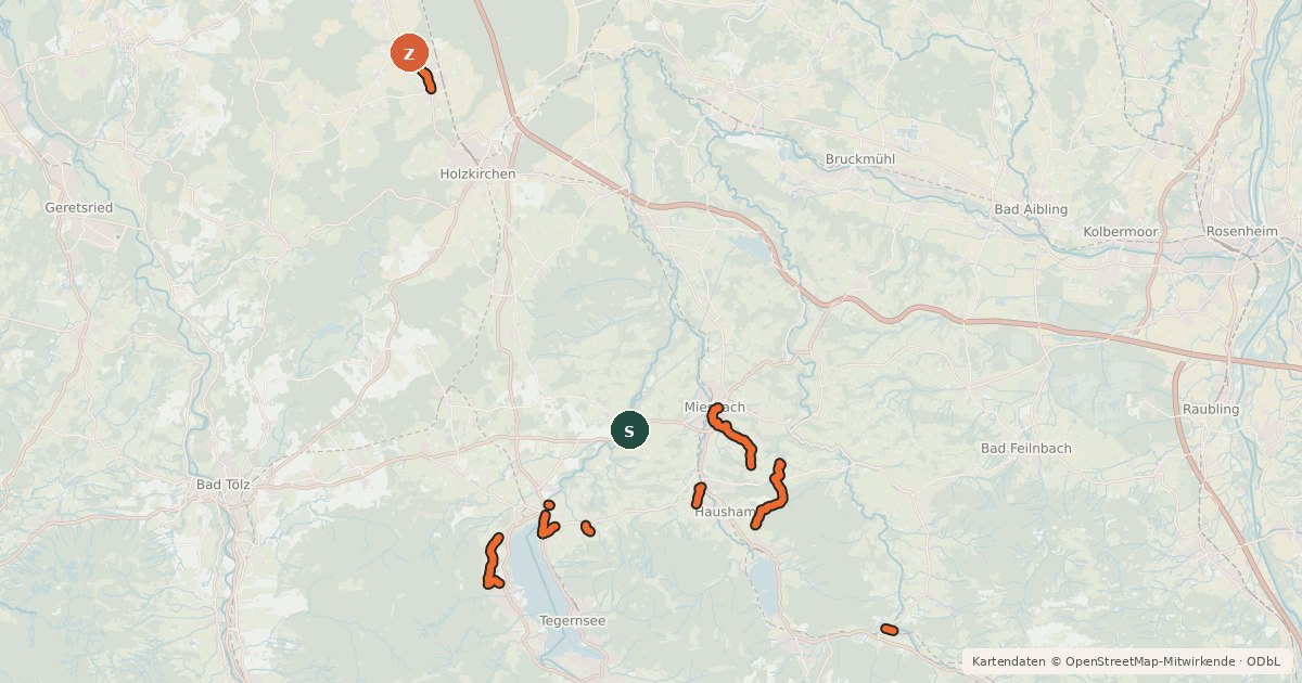 Kartenübersicht der Radroute Radverkehrsnetz Landkreis Miesbach