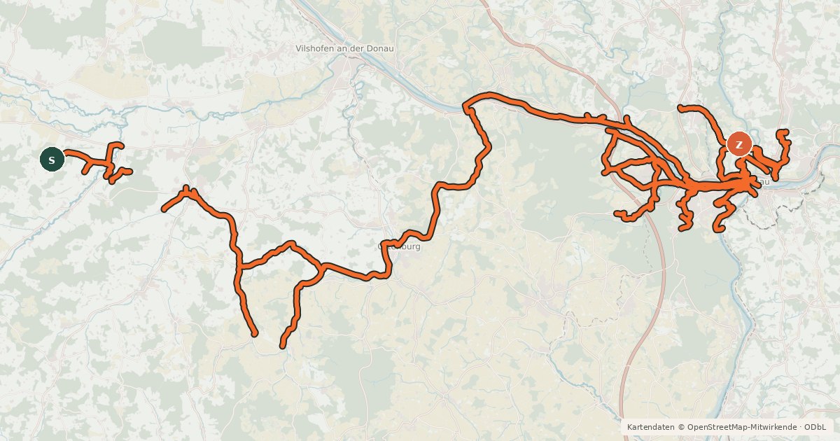 Kartenübersicht der Radroute Radverkehrsnetz Landkreis Passau