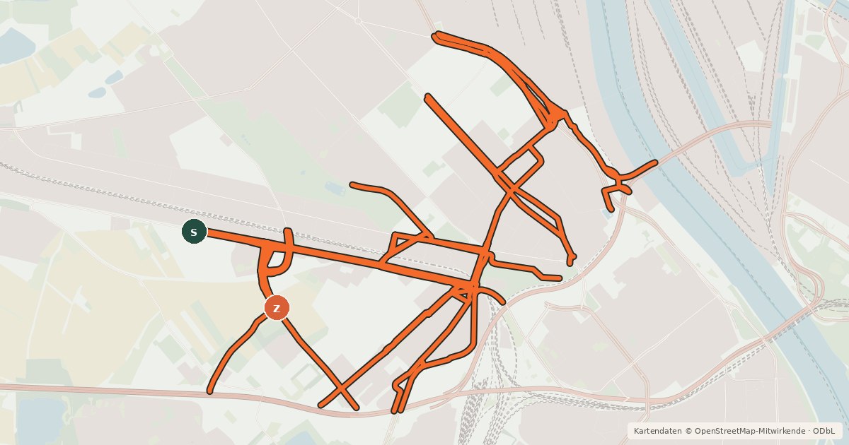 Kartenübersicht der Radroute Radverkehrsnetz LU-Nördliche Innenstadt