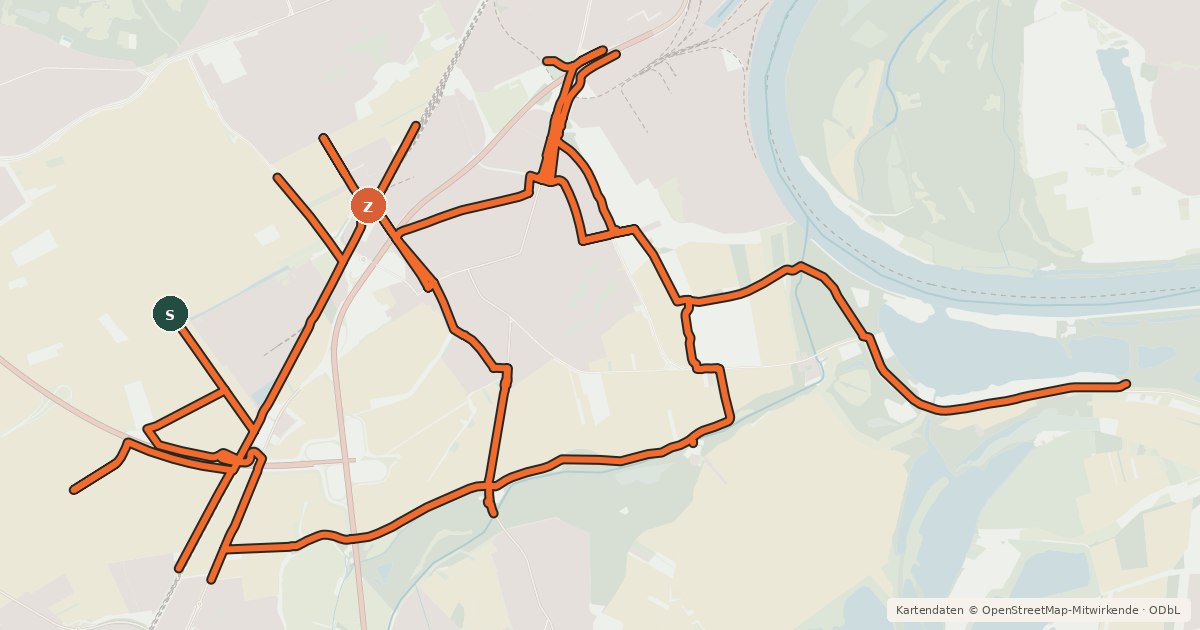 Kartenübersicht der Radroute Radverkehrsnetz LU-Rheingönheim