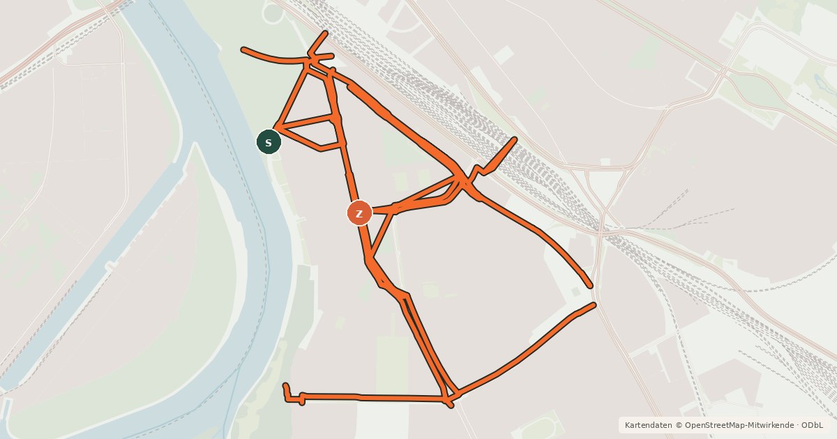 Kartenübersicht der Radroute Radverkehrsnetz Mannheim-Lindenhof
