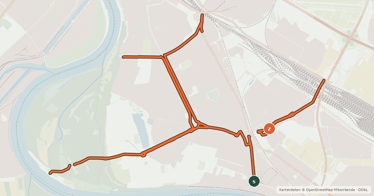 Kartenübersicht der Radroute Radverkehrsnetz Mannheim-Neckarau
